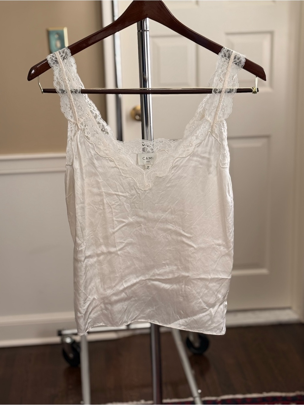 Cami NYC Silky Lace Trim Off-White Cami